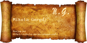 Mikola Gergő névjegykártya